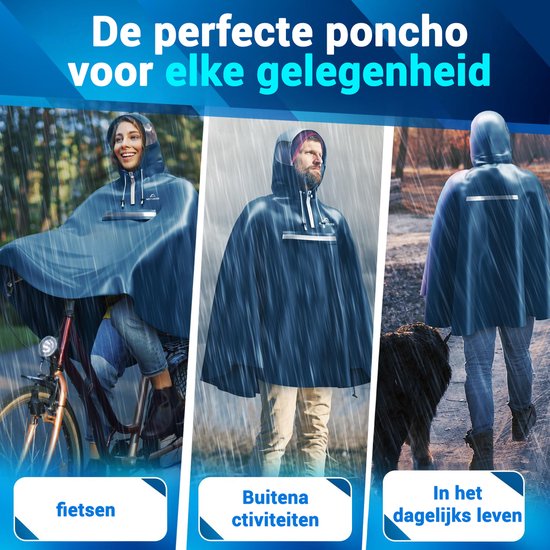 Nextcover Regenponcho Fiets voor Dames en Heren | Regencape met AquaShield 2.0 Technologie, Winddicht & Waterdicht | Ideaal voor Fietsen, Wandelen en Vissen | Fietsponcho Volwassenen Unisex Pasvorm | Poncho