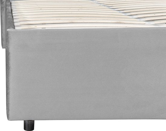 Gestoffeerd bed Savona - 200 x 140 cm - Lichtgrijs - Incl. Bedlade