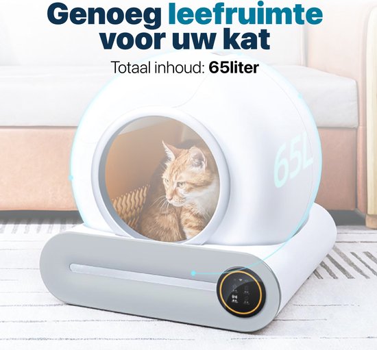 BOME Automatische Kattenbak - Zelfreinigende Kattenbak - Met App en Touchscreen - 65L - Rosekleurig