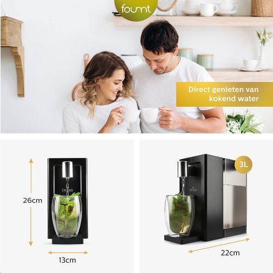 Ocina Heetwaterdispenser - 3L - ABS - BPA vrij - 2500W - 30x13x26 cm - Zwart