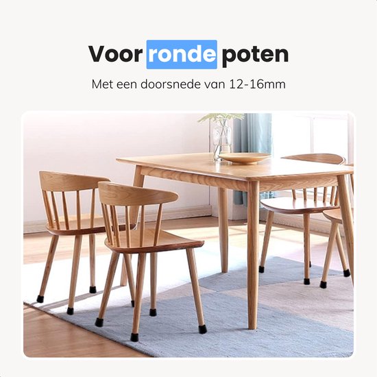 Lucht Stoelpoot beschermers met vilt - 32 stuks - Doppen 12-16mm - Met anti-kras vilt - Rond - Zwart - Vloerbescherming - Stoelpoot sokken - Zwart