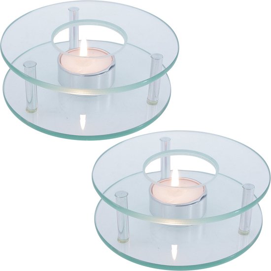 Theepot rechaud/warmhoudplaat - glas - theelichtje - D12 x H4 cm
