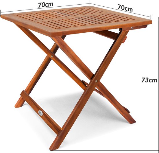 Casaria Bijzettafel - Acacia Hout Inklapbaar 70x70x73 cm - Bruin