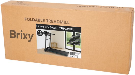 Brixy Loopband – Inklapbaar – Wandelband – 12 Programma’s – Tablethouder – Hellingsfunctie – Treadmill – 1–12 km/u