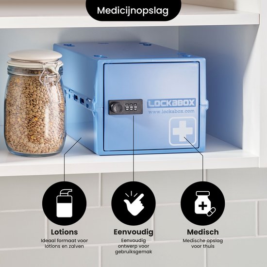 Lockabox One™ Opbergbox met Cijferslot - Afsluitbare Medicijnkast - Polycarbonaat Kluis - Koelkast en Diepvries Proof - 10,5 Liter - 31 x 21 x 17 cm