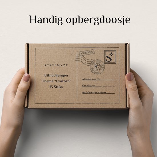 Systemyze 15x Uitnodiging Kinderfeestje Meisje – Uitnodigingskaarten Verjaardag – Thema Unicorn – A6 Formaat