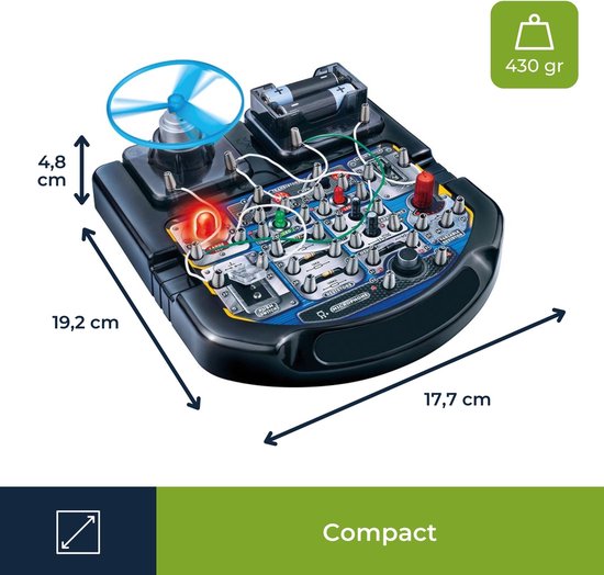 Velleman Elektronische projectenkit voor kinderen vanaf 8 jaar, verken de basisprincipes van elektronica met 18 spannende experimenten, leerzaam en interactief speelplezier, led, ventilator en geluid