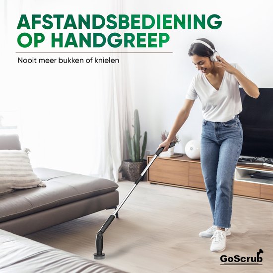 GoScrub® Elektrische Schoonmaakborstel Met Steel – Hero V1 – Zwart – 8 Opzetstukken