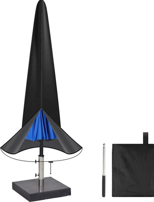 Volcan Parasolhoes voor Staande Parasol - Waterdicht - Oxford 420D - Met Rits, Trekkoord, Stok en Opberghoes - Zwart