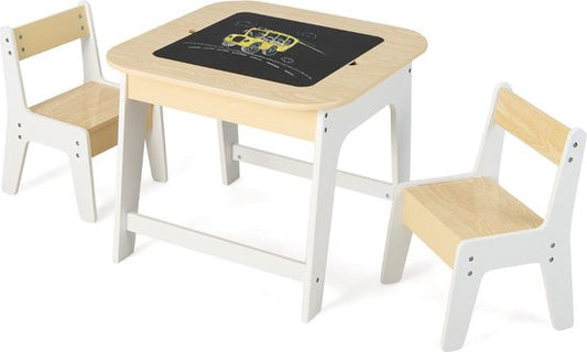 Coast Kindertafelset – Dubbelzijdig Tafelblad & Opbergruimte – 60 x 60 x 49 cm – Wit/Naturel