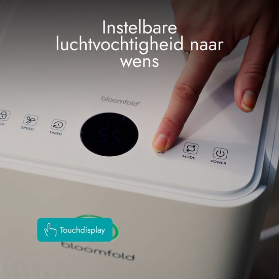 Bloomfold Luchtontvochtiger - 12L per Dag - Woonkamer, Slaapkamer, Kelder & Badkamer - Dehumidifier - Wit