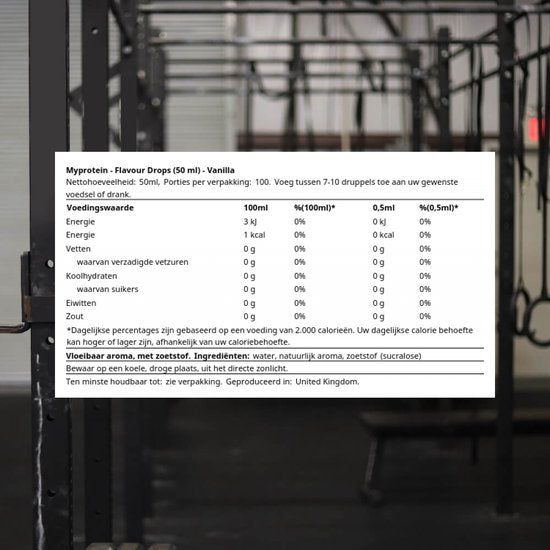 Myprotein Flavour Drops (50 ml) Vanille - Functionele voeding - Smaakstoffen/zoetstoffen