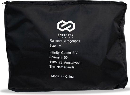 Infinity Goods Regenpak - Dames & Heren - Maat M - Waterdicht & Ademend - Reflecterend - Zwart