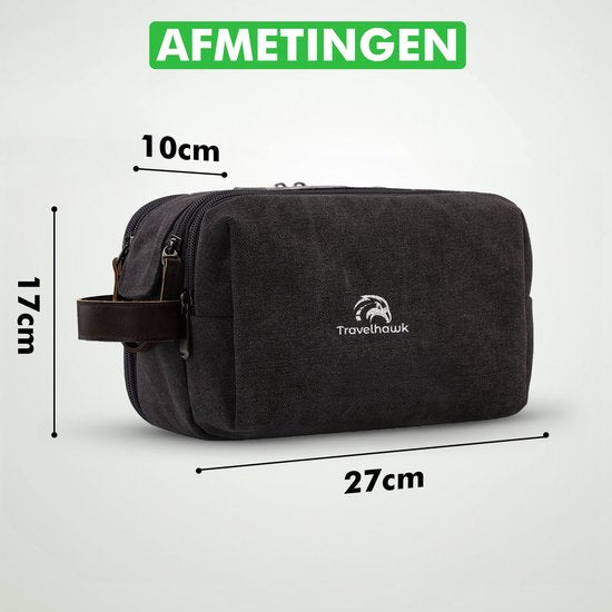 Travelhawk Toilettas -Unisex Toilettas - Toilettas Heren - Travel Organizer - Toilettas Dames - 1 Liter - Zwart