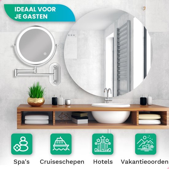 Make Up Spiegel met LED Verlichting - 5X Vergroting - Scheerspiegel