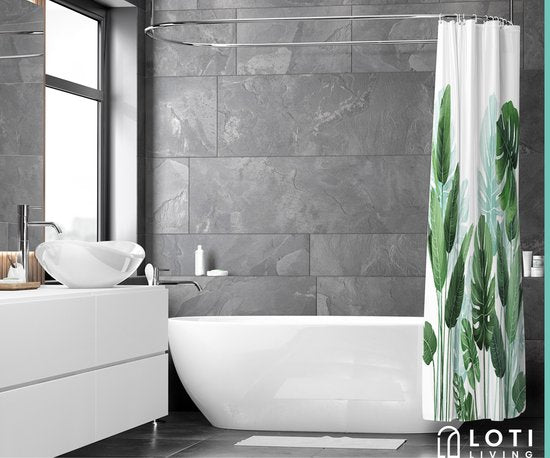 Loti Living Douchegordijn Anti Schimmel – Strelitzia - Inclusief ringen – Waterdicht - Polyester - Douchegordijn 180x200 cm
