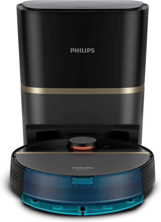 Philips HomeRun Aqua 7000 Series XU7100/01 - Robotstofzuiger met Dweilfunctie - Incl. Laadstation - Zwart / Goud - App Connected