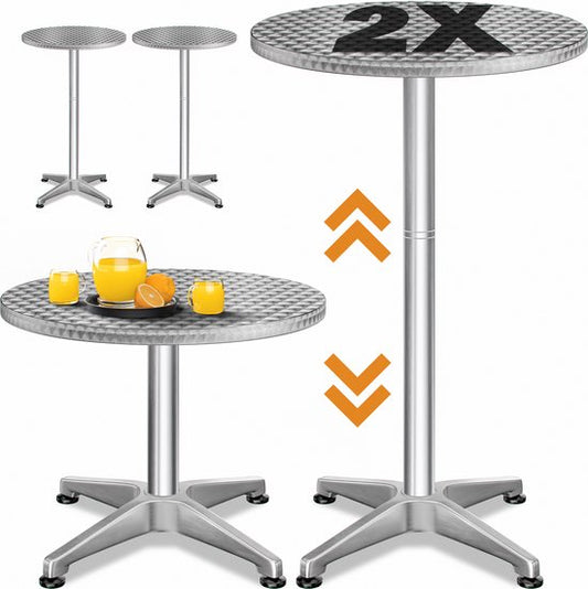 Casaria 2x Ronde Statafel - In Hoogte Verstelbaar 70/115cm - Aluminium
