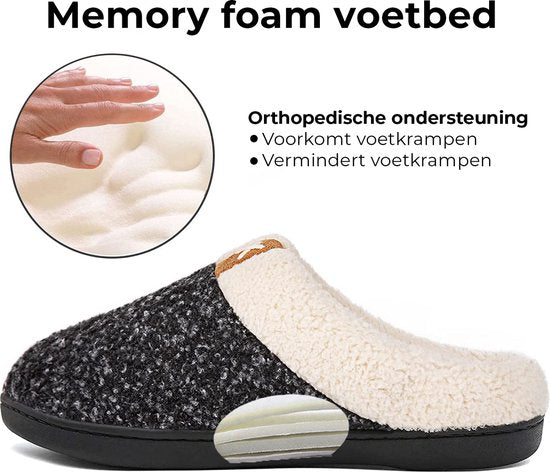 Pantoffels Dames - Sloffen - Maat 38/39 - Zwart - Anti-slip - Comfeet