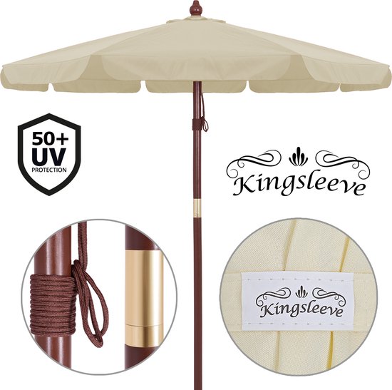 Kingsleeve Parasol 330cm – UV Bescherming 80+ Waterafstond - Crème