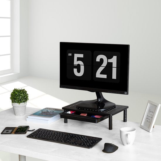 Auronic Monitorstandaard - Monitor Verhoger - Beeldscherm Verhoger - Verstelbaar - 37 x 23,5 x 10 cm - Metaal - Zwart