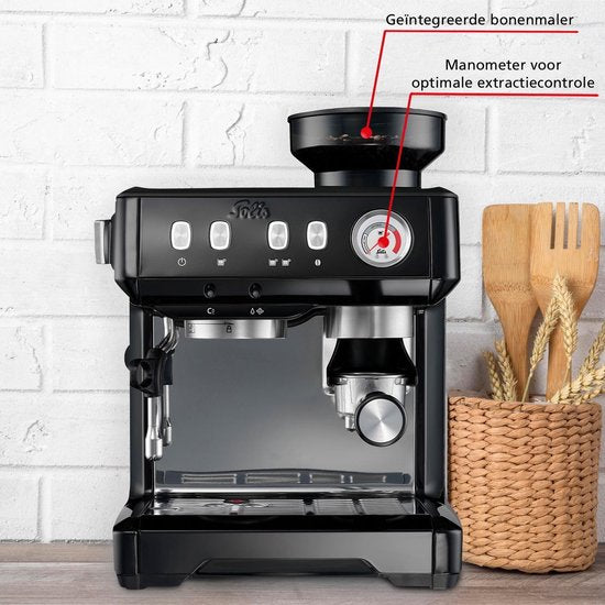 Solis Grind & Infuse Compact 1018 Pistonmachine - Espressomachine - Geschikt voor Pads - RVS Zwart