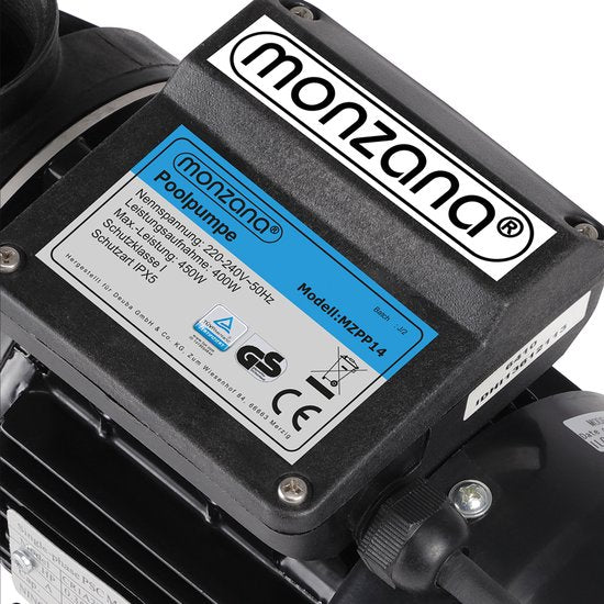 Monzana Zandfilterpomp Voorfilter - 10.200 l/u 400 W IPX5 - Zwart