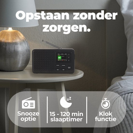 Denver – DAB57 DAB Radio – Bluetooth – DAB+/FM – 40 Voorkeuzezenders – Wekkerradio – Zwart