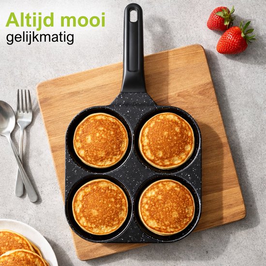 CeraFusion Pancakepan 4-vaks Ø8 cm – Inductie – PFAS-vrij – Eierpan – Keramische coating – Geschikt voor inductie