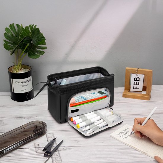 Diydash Etui XL - Pennenzak - Pennenetui - Schooletui - Grote Etui - Schoolspullen - Trousse Scolaire - Voor meisjes, jongens en volwassenen - Zwart