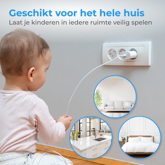 Nuvance Stopcontactbeveiliging - 24 Stuks - voor België - Kinderbeveiliging - BE - Stopcontact Beveiliging - Wit