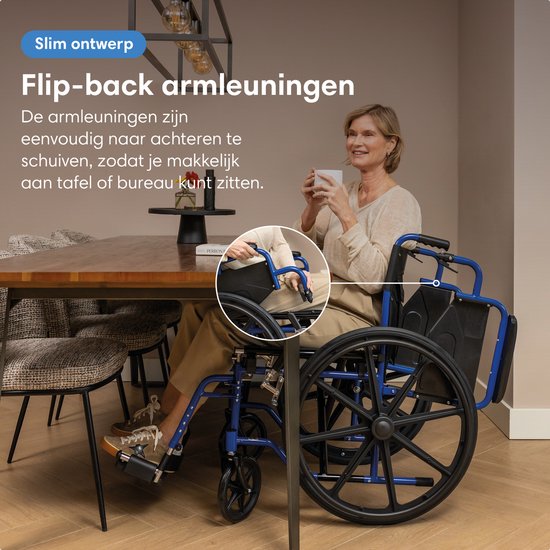 SafeLife® Rolstoel - opvouwbaar lichtgewicht met afneembare voetsteunen - inklapbare armleuningen
