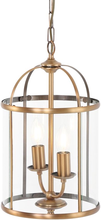 Hanglamp Pimpernel 5971BR Brons Ø23 cm Klassiek Lantaarn van Steinhauer, Hoogte instelbaar, Glas en Metaal, Voor binnengebruik