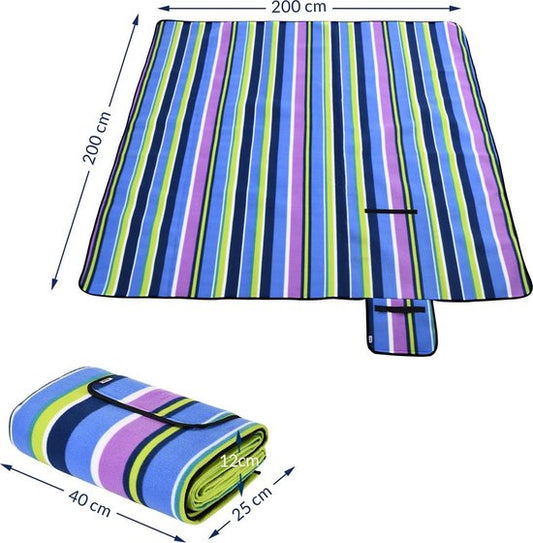 DETEX Picknickkleed 200x200cm XXL Waterdicht Geïsoleerd Opvouwbaar Strepen