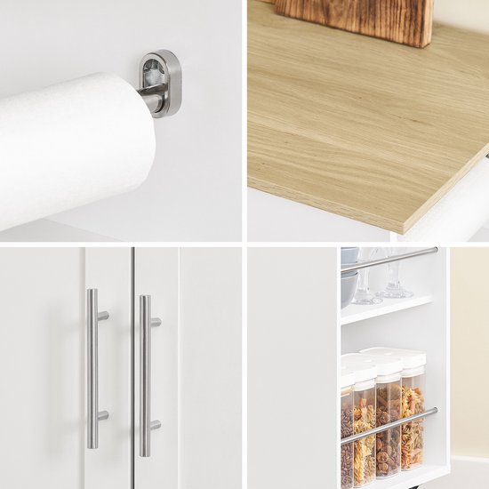 SoBuy Verrijdbaar Keukeneiland - Keuken Trolley - Keukenkast op Wieltjes - voor Eetkamer of Keuken, Wit 99x40x85 cm FKW133-WN