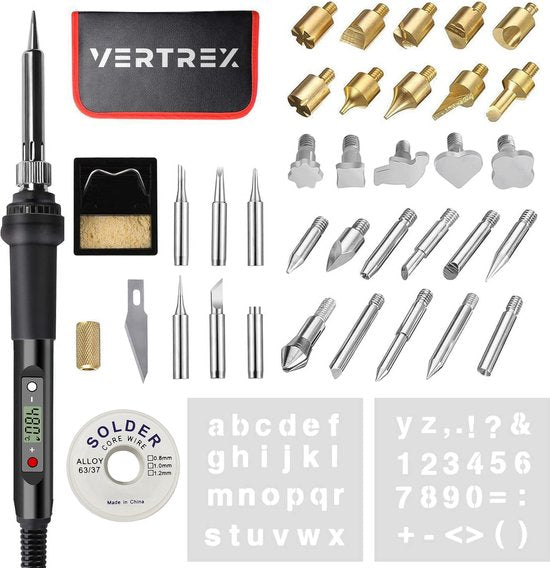 Vertrex 2-in-1 Soldeerbout en Houtbrander Set - 40-delig - Pyrografie - Soldeertin - Soldeerstation - Soldeerset