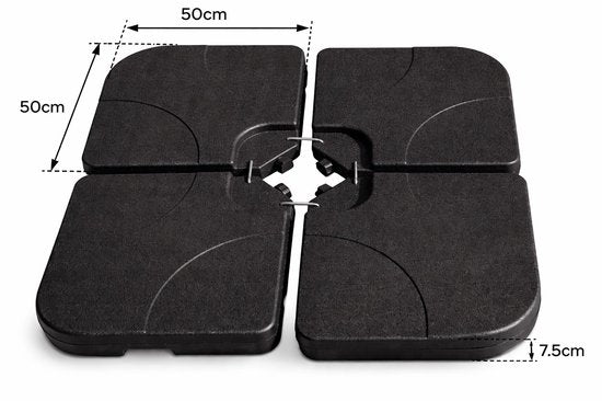 Ceruzo Parasoltegels Set van 4 – Vulbaar met Water of Zand – Tot 80 kg – Voor Kruisvoet