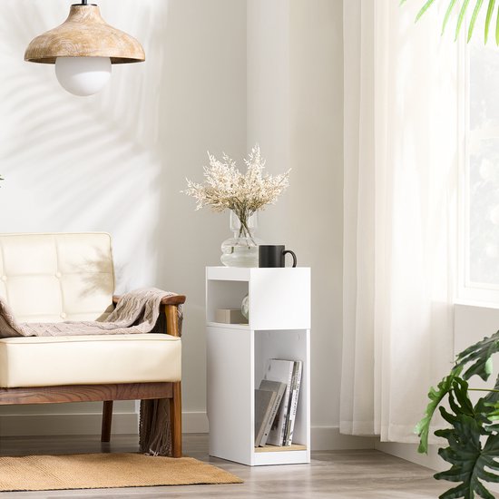 SoBuy Smal Nachtkastje met Lade en Open Plank – 25 x 35 x 60 cm – Ruimtebesparend Design – MDF – Scandinavische Stijl – Houtkleur
