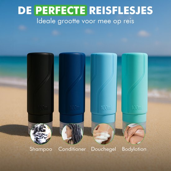 Travelhawk Reisflesjes met Etui - 16-delig - Reisset - Siliconen Reisflacons - Navulbaar - Reisaccessoires - Toilettas - reisaccessoires