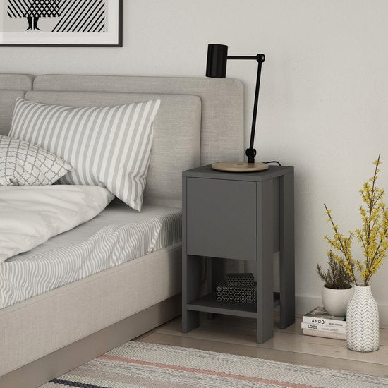 Nachtkastje - Stijlvol Antraciet - 30x55x30cm - Duurzaam Melamine