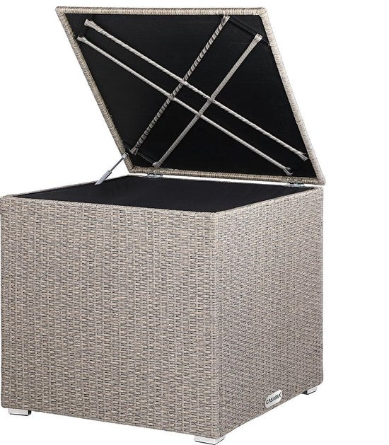 Casaria Polyrattan Kussenbox - 318 L met Deksel - 75x75x70cm Beige