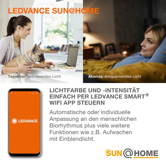 LEDVANCE Armatuur: voor plafond, SunHome Panelen / 2- W, 22-…24- V, stralingshoek: 11-, Tunable White, 22- … 5- K, behuizingsmateriaal: aluminium, IP2-
