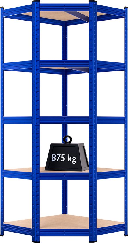 Monzana Stellingkast - Schroefloos 5 Schappen MDF 180x70x40cm - Blauw