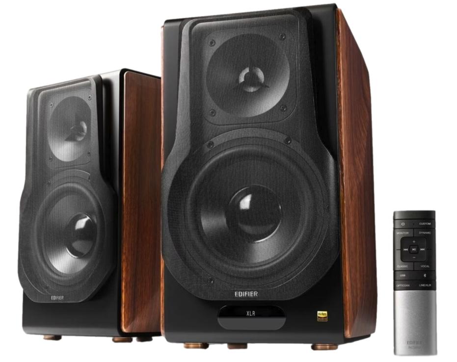 Edifier - S3000MKII Premium Actieve 2.0 Speakers - 256 W RMS - Zwart & Bruin Hout - Hi-Res Audio & Bluetooth 5.0 - Draadloos Verbonden Systeem - Ultieme Geluidservaring