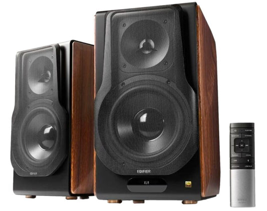 Edifier - S3000MKII Premium Actieve 2.0 Speakers - 256 W RMS - Zwart & Bruin Hout - Hi-Res Audio & Bluetooth 5.0 - Draadloos Verbonden Systeem - Ultieme Geluidservaring