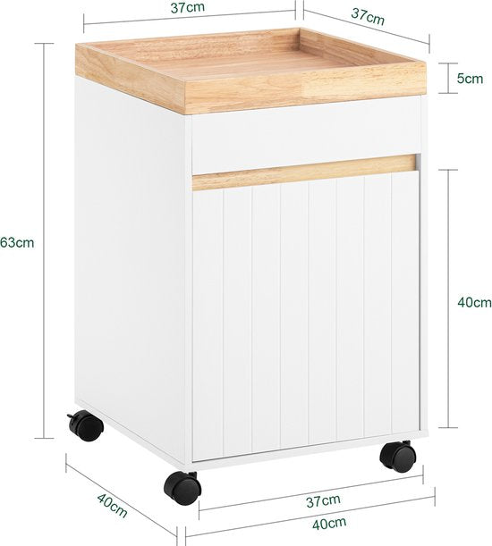 SoBuy ASK03-W Printerkast - Witte Kantoorcontainer met Wielen