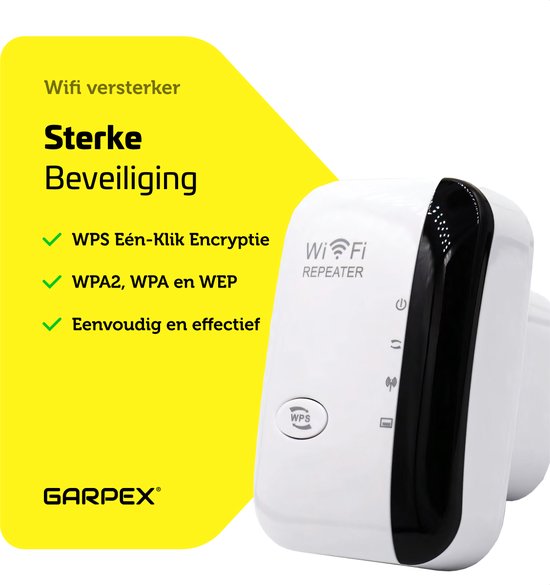 Garpex® WiFi Versterker Stopcontact - Sterk Signaal - 300Mbps - Inclusief Ethernet Kabel - Repeater - 300Mbps