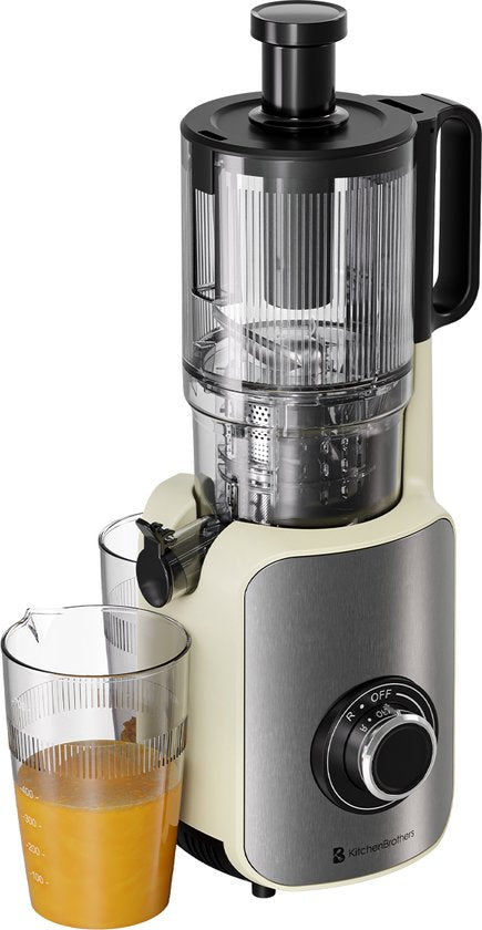 KitchenBrothers Slowjuicer - Verticaal - Juicer - Groenten en Fruitpers - 126 mm - 750 ml - Champagne