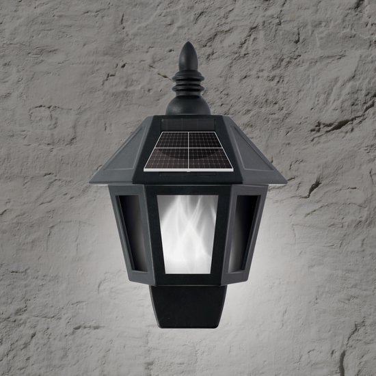 Grundig Solar LED Muurlamp Vlam Effect & Koel Wit - 2 Modi - Werkt Op Zonne-energie - IP44 - 6-8 uur