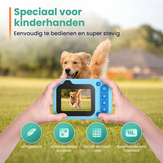 ODESSEY Waterdichte Kindercamera - met Tripod - Full HD - Selfie Camera - 32GB SD Kaart - Foto - Video - Spelletjes - Digitale Camera Kinderen - Fototoestel voor kinderen - Blauw